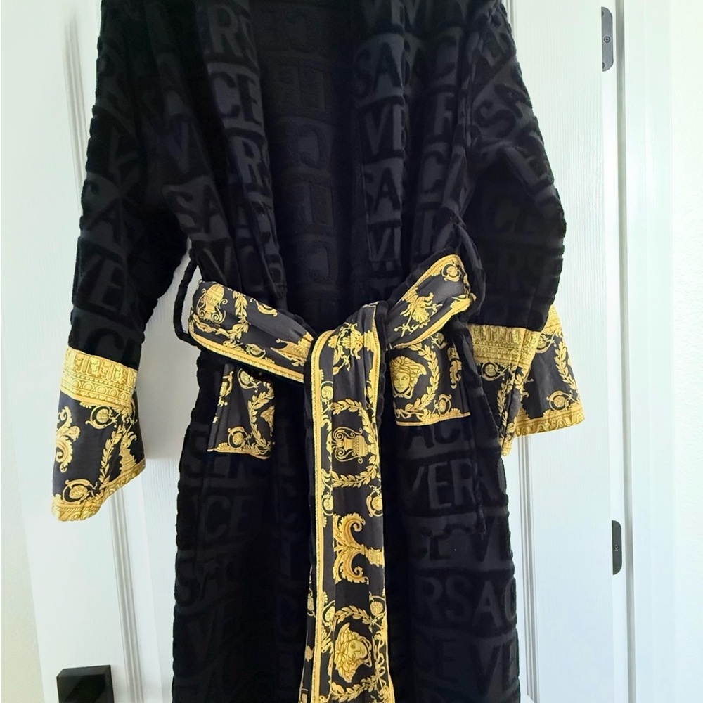 Versace Black Robe with Gold Detailing